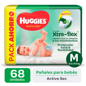 PAÑAL HUGGIES ACTIVE SEC Xtra Flex M 68