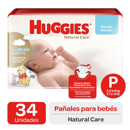 Pañales Huggies Natural Care Unisex (1x34 un) Talla P