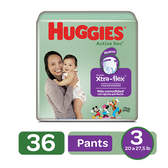 Pants Huggies Active Sec Xtra-Flex Size 3; 36uds