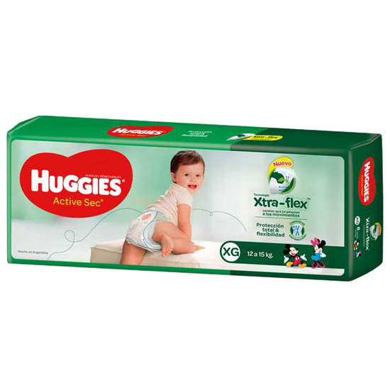 PAÑAL HUGGIES ACTIVE SEC Xtra Flex XG