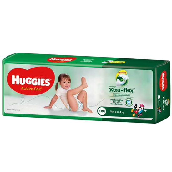 PAÑAL HUGGIES ACTIVE SEC Xtra Flex XXG